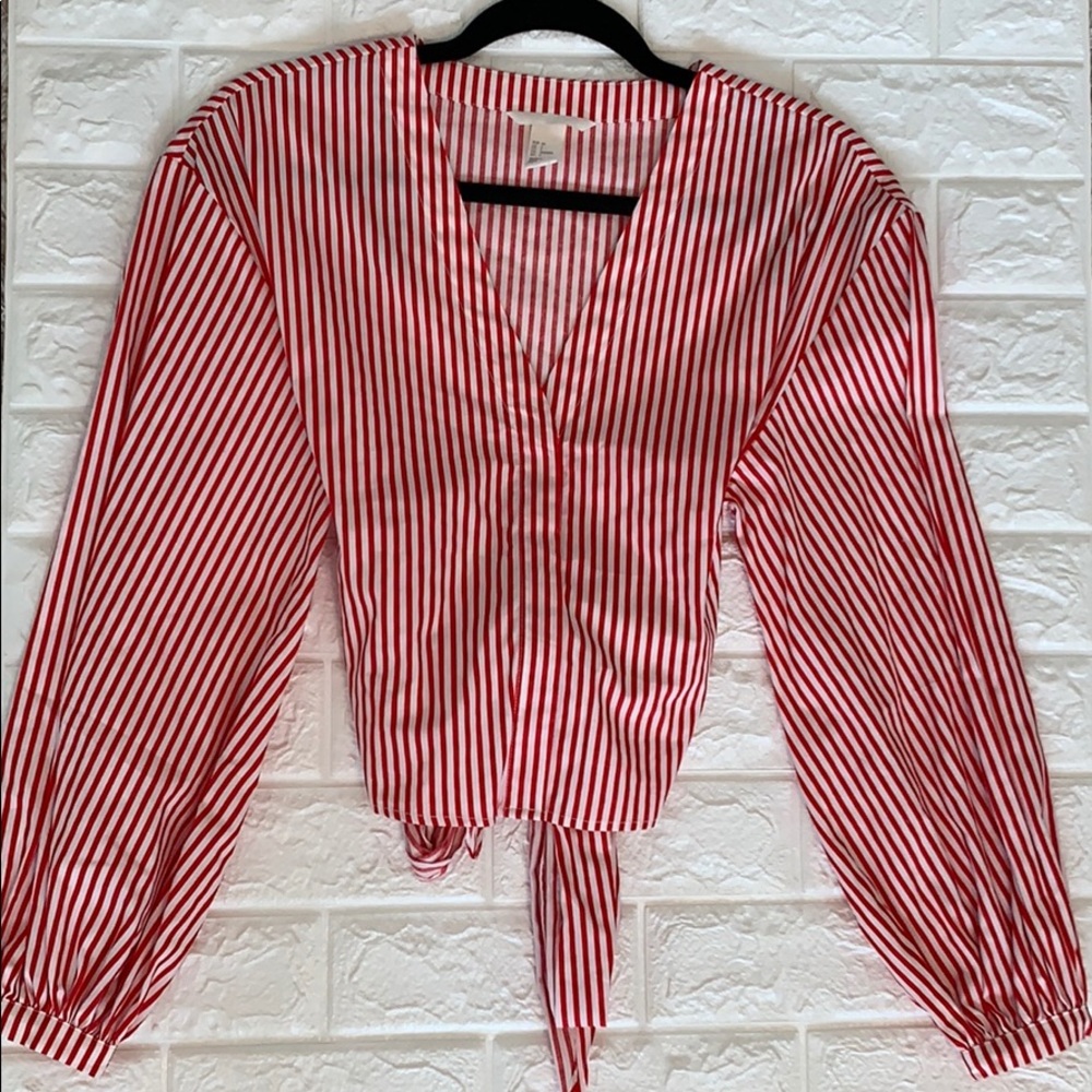 H&M Striped Wrap Top
